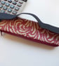 Elasticated pencil case for cover of book diary journal red linen - Image 4