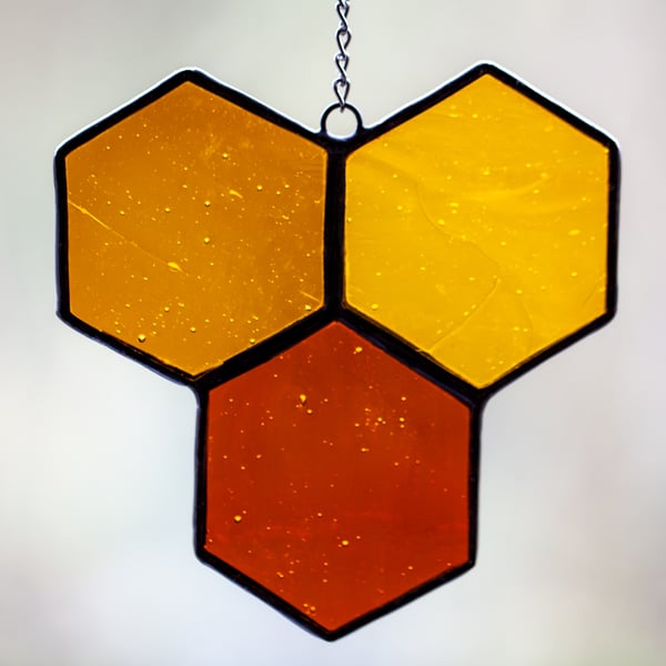 Stained glass honeycomb hexagon sun catcher