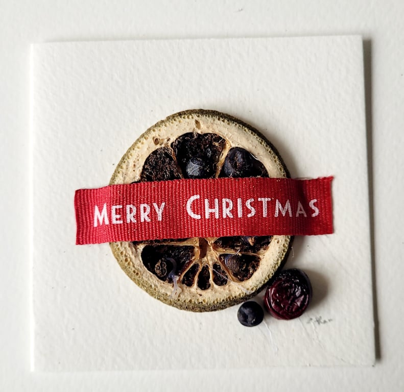 Handmade 'Dried Lime and Cranberry' Christmas Greeting Card 
