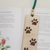 Bookmark with paw print pyrography  