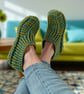 Lime & Blue Crochet Slipper Socks – Handmade Cosy Socks - Image 4