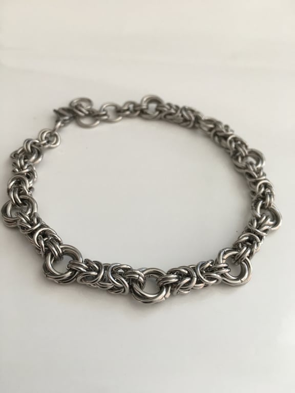 Husband to wife gift  Womens 11th Anniversary Byzantine Stainless Steel Bracelet