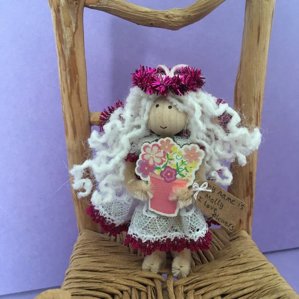 Tiny Pink Fairy Doll Decoration, Fairy Gift 