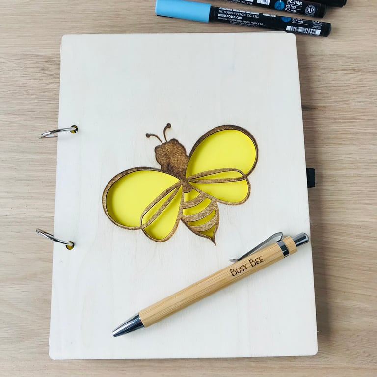 A5 Eco friendly bee notebook and pen