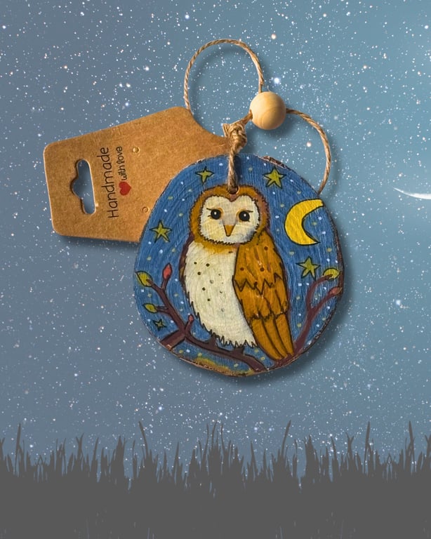 Barn Owl, Stars and Moon - Woodland Theme