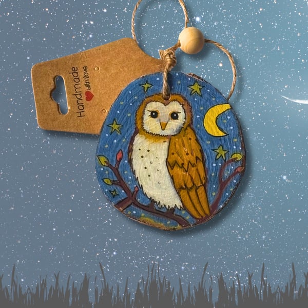 Barn Owl, Stars and Moon - Woodland Theme