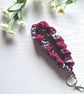 Maroon Floral Scrunchie Wristlet Keychain Soft Fabric Key Fob