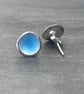 Enamel Studs, light blue studs, round blue studs, gift for her, birthday gift,  - Image 4