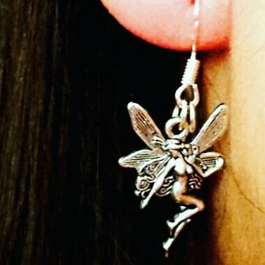 Fairy earrings, 925 sterling silver hook fairy earrings, fairy jewellery, 