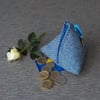 Harris tweed purse pyramid coin purse blue herringbone 