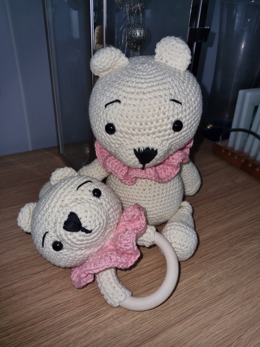 Handmade crochet Bear and Baby Rattle