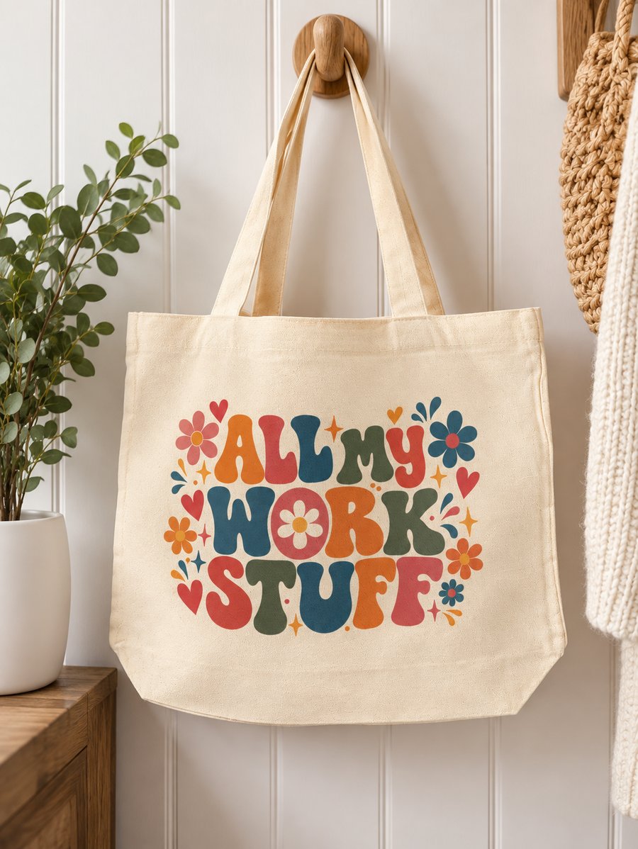 All My Work Stuff Tote Bag – Colourful Work Bag with Zip