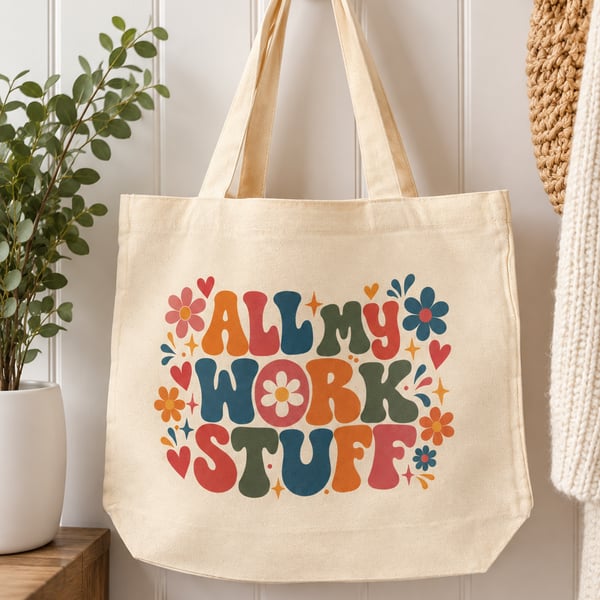 All My Work Stuff Tote Bag – Colourful Work Bag with Zip