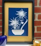 Botanical Cyanotype art, Japanese inspired Art