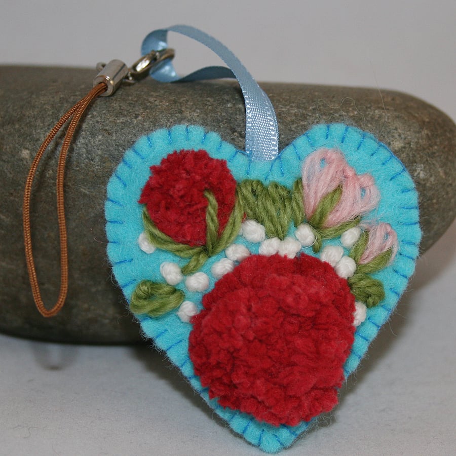 Embroidered Heart Charm