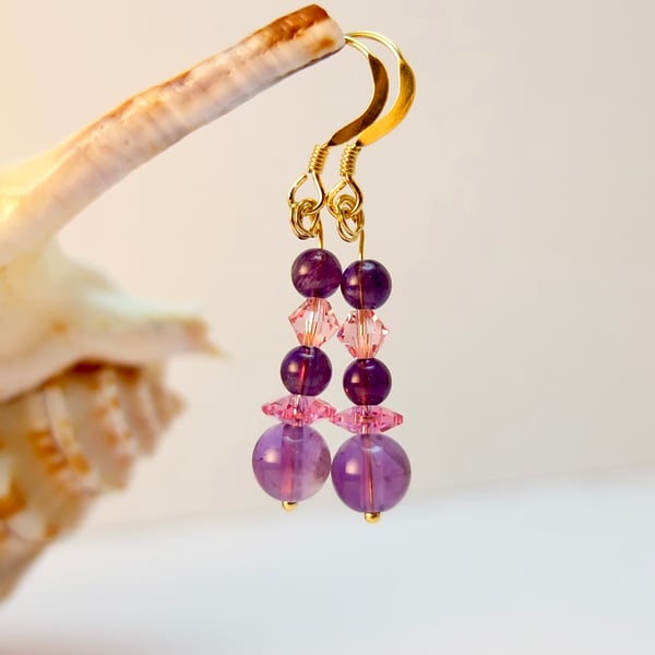 Amethyst And Swarovski Crystal Earrings - Seconds Sunday