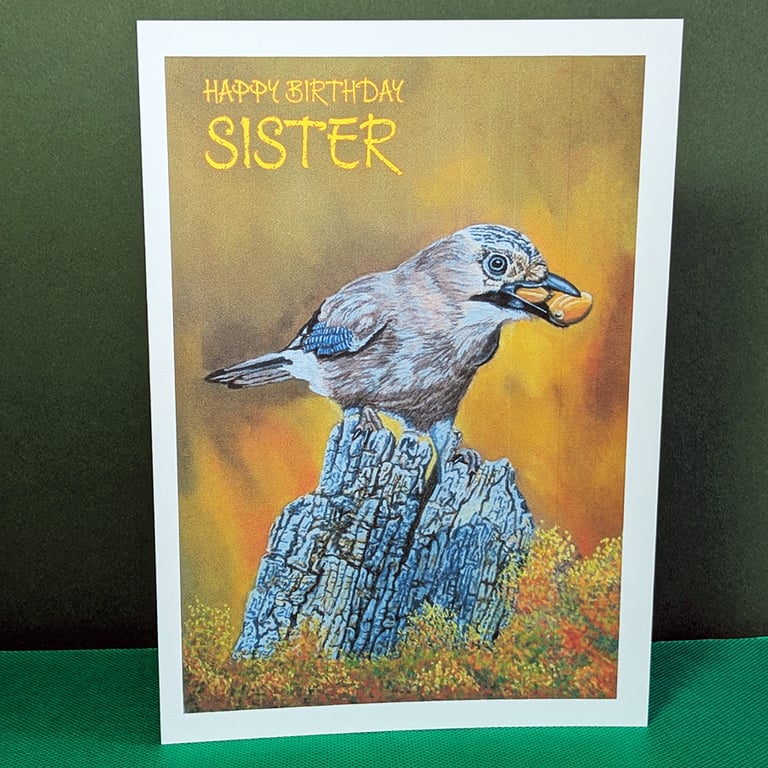 Eurasian Jay Art Card: Blank or Personalised A5-Size Greetings Card