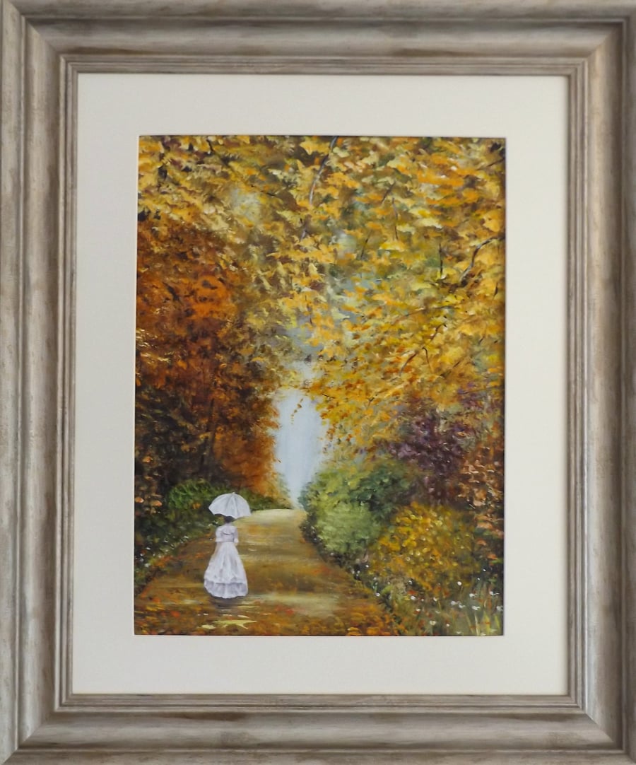 Original acrylic landscape titled Lady in White