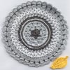 Crochet Mandala Table Mat in White and 2 Shades of Grey.