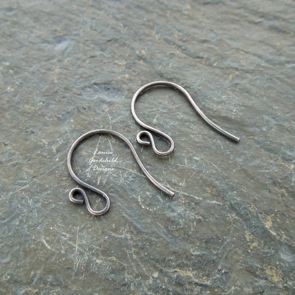 Handmade antique copper swan ear wires, findings, earwires, make your own