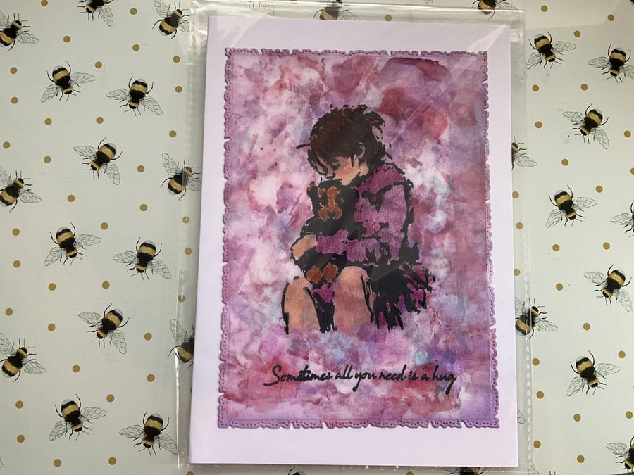 A5 stunning some times all you need is a hug card, birthday, friend, loved one, 
