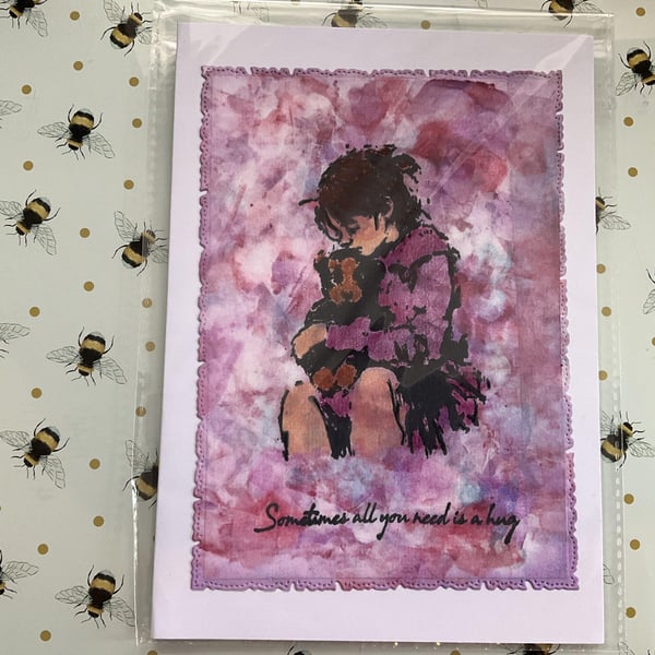 A5 stunning some times all you need is a hug card, birthday, friend, loved one, 
