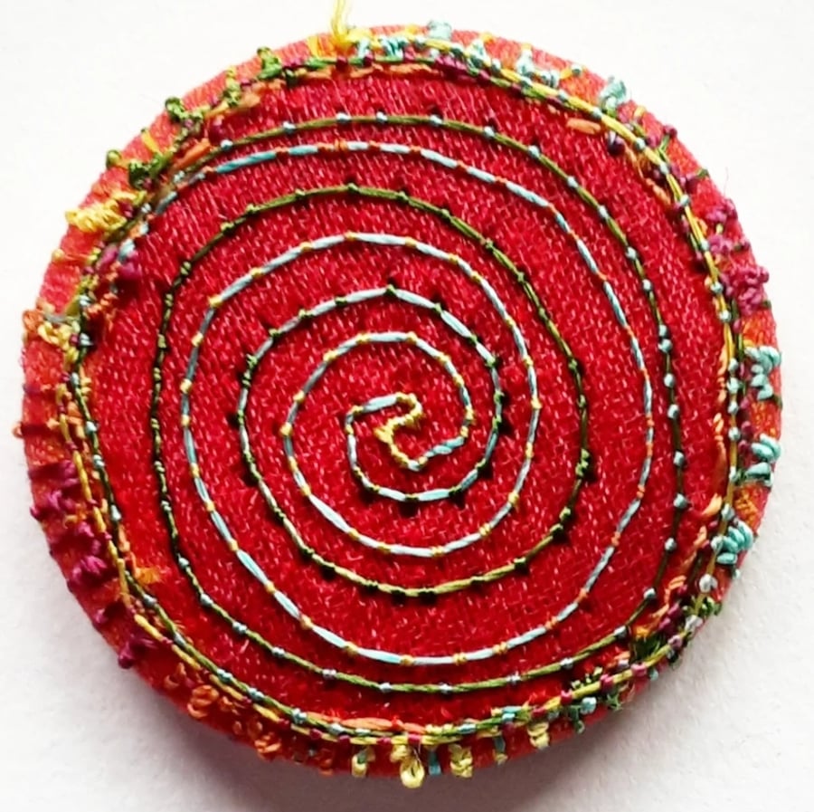 Buttons 1 inch button Hand Dyed Silks and Cottons Free Machine Embroidery Button