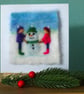 Needle Felted Lets make a Snowman greetings card