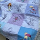 Child’s Bed Quilt with Comical Embroideries. Birthday Gift for Child. Playmat,  