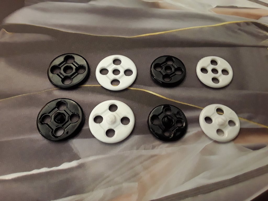 15mm & 18mm Sew on Snap Fasteners White and Black