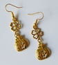 Lucky Four Leaf Clover & Pumpkin Earrings & Gold Plated Ear Wires