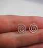 Silver Studs, Sterling silver spiral stud Earrings - Image 7