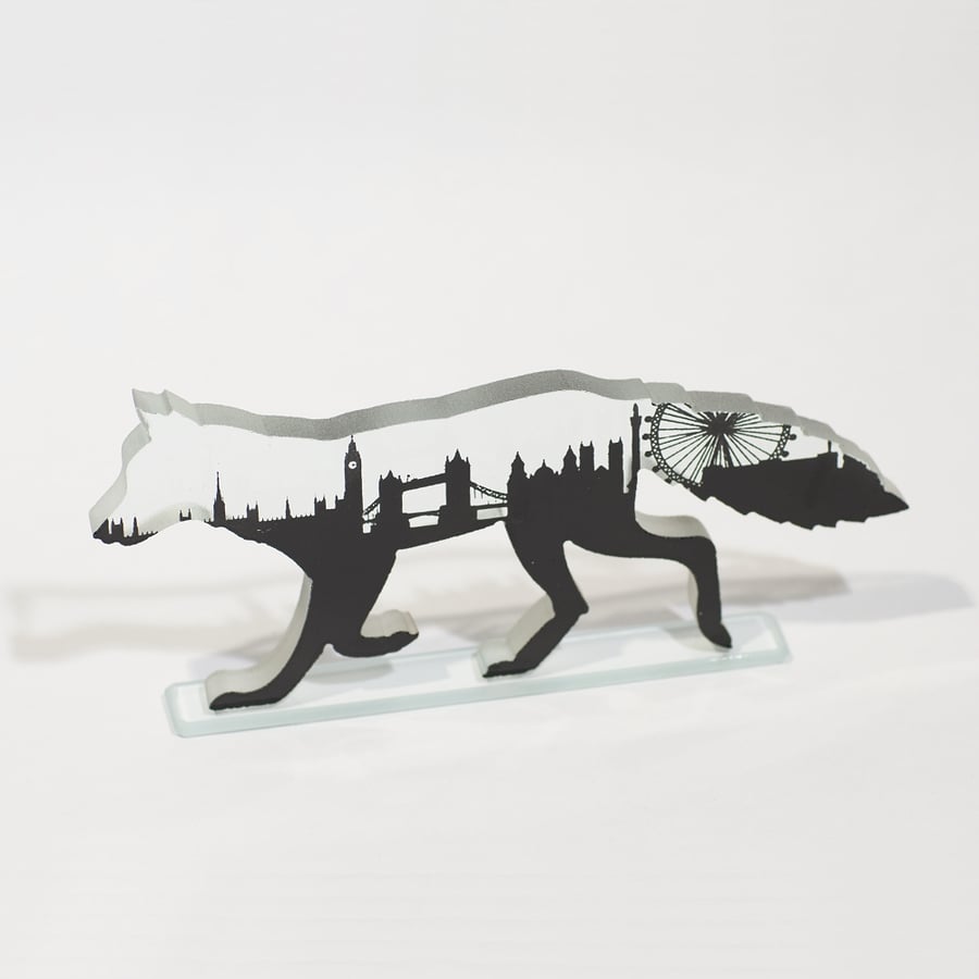 London Urban Fox Glass Sculpture