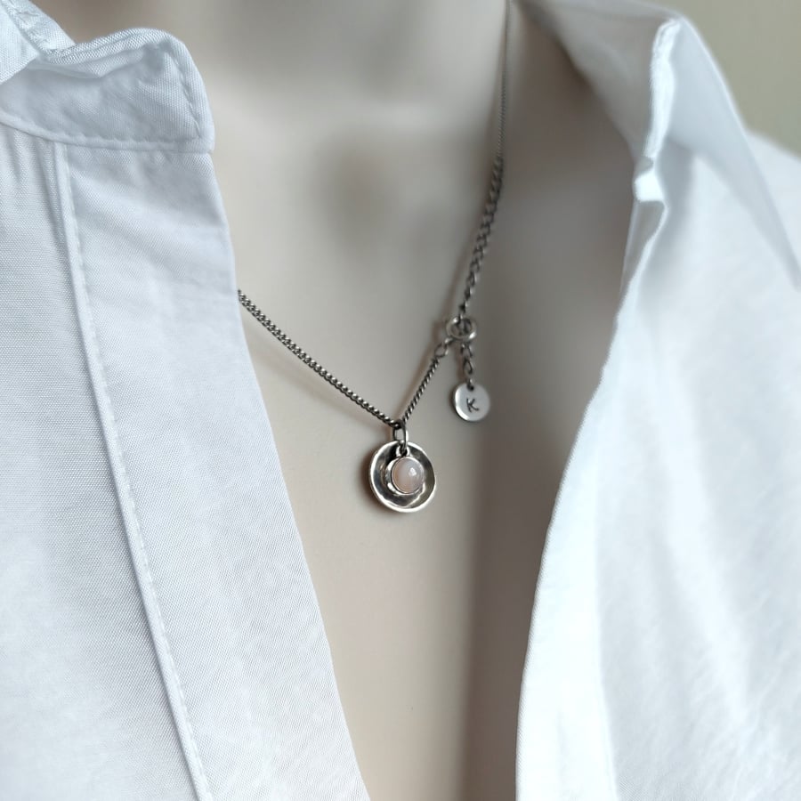 South Ayrshire Onyx Personalised Handmade Scottish Hammered Domed Disc Necklace