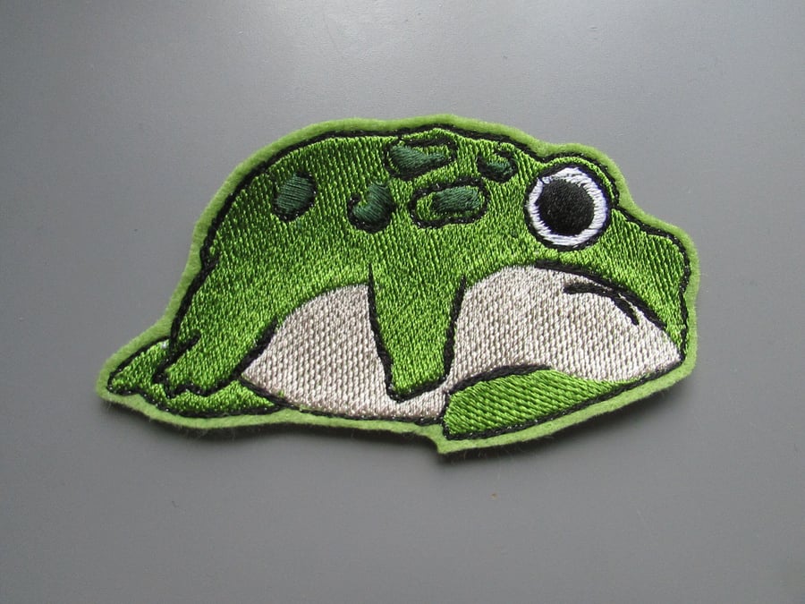 Frog Embroidered Sew on Applique Patch