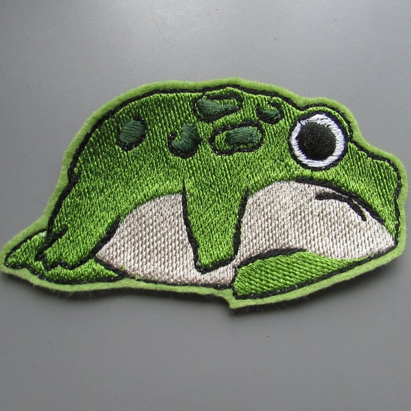 Frog Embroidered Sew on Applique Patch