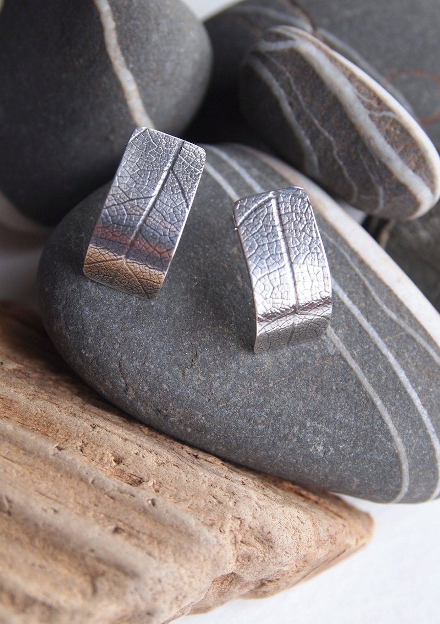 Silver Studs, Leaf Earrings, silver stud earrings