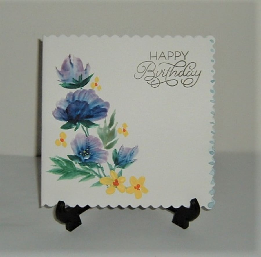 hand painted art watercolour Birthday Card ( ref F 895 )
