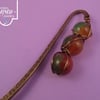 Green Orange Agate Wire Wrapped Bookmark
