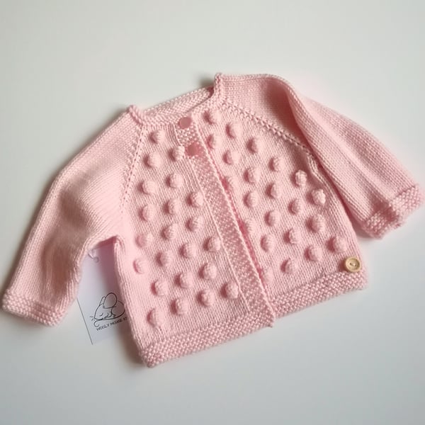 Hand knit baby cardigan with bobbles