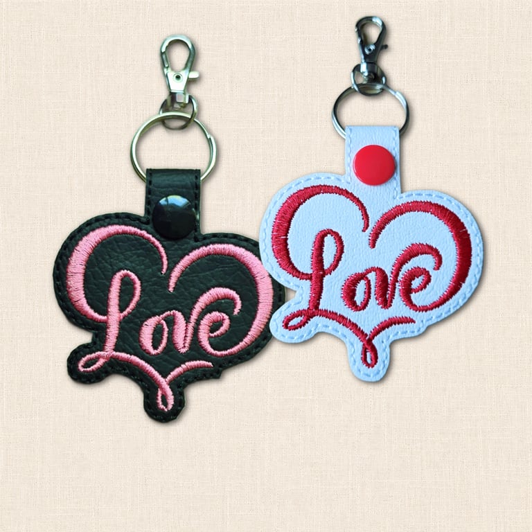 Love Keyring - Embroidered Heart-Shaped Bag Charm
