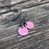 Raspberry enamel drop earrings. Sterling Silver upgrade available. 