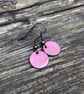 Raspberry enamel drop earrings. Sterling Silver upgrade available.  - Image 1