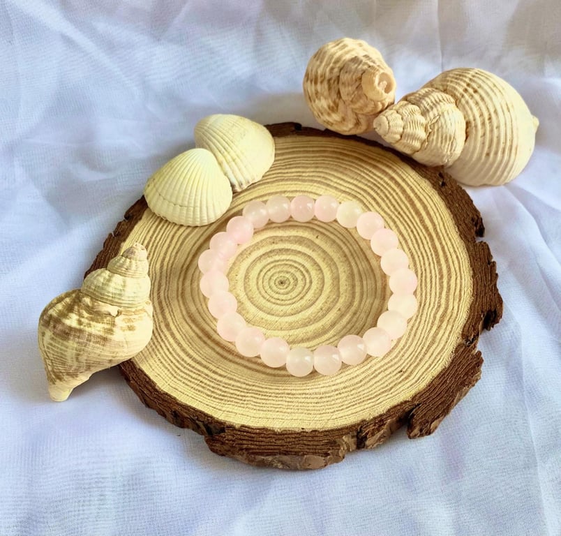 Handmade Glass Bead Bracelet Petal Pink Stackable Beaded Bracelet Colourful Jewe