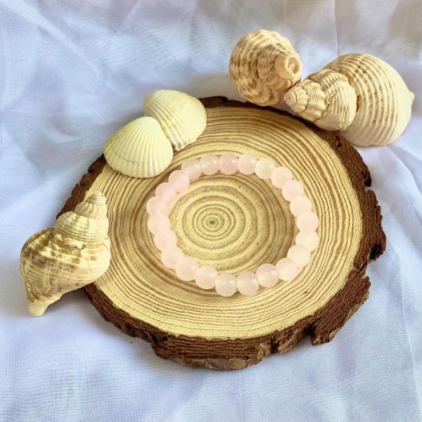 Handmade Glass Bead Bracelet Petal Pink Stackable Beaded Bracelet Colourful Jewe