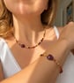 Handmade Natural Jasper Bracelet with Ceramic Heart Bead