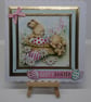 Easter Card Happy Easter Cute Bunnies in a Basket of Easter Eggs - Image 1