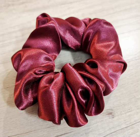 Handmade satin burgundy scrunchie