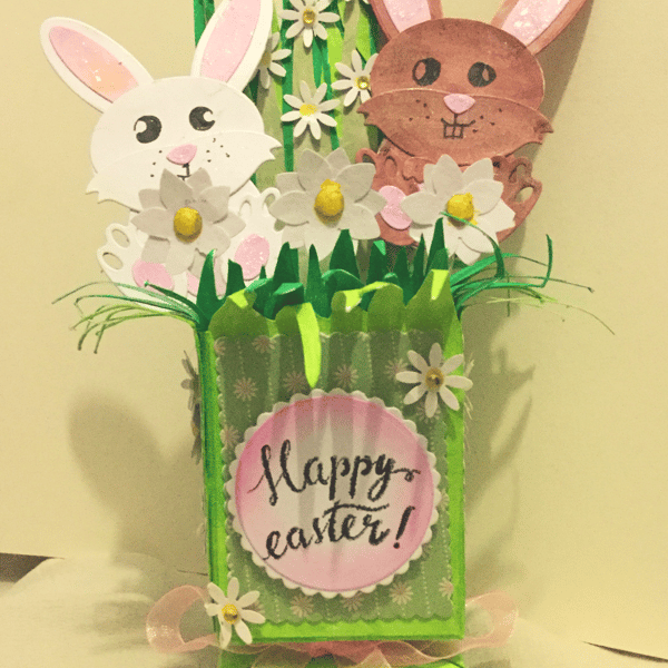 Handmade Luxury Pop-Up 3D Easter Bunnies Card with Envelope