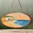 Yaverland Beach and Culver Down, original Isle of Wight Wood Slice Art
